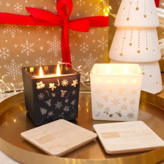 Świąteczny zestaw prezentowy dwóch świec sojowych